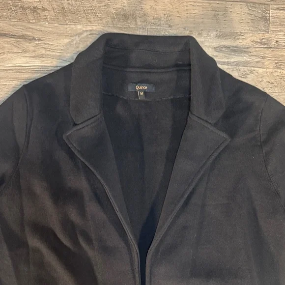 Quince 100% Cotton Black Open Front Knit Quarter Sleeve Cardigan - Size M - Picture 3 of 12